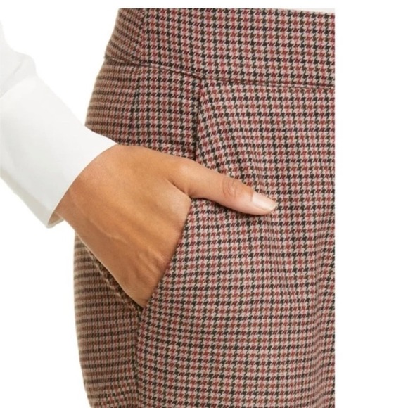 Veronica Beard Gemini Check Crop Pants Red Multi 6 - Picture 3 of 13